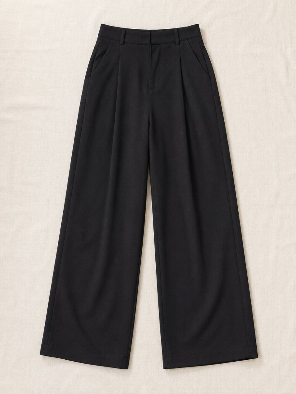 Black High Waist Pleated Wide Leg Trousers Tailored Pants